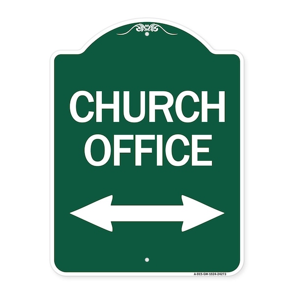 Signmission Church Parking W/ Bidirectional Arrow, Green & White Aluminum Sign, 18" x 24", GW-1824-24273 A-DES-GW-1824-24273 - main